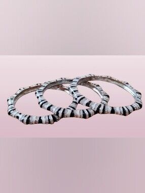 NEW Sassy Jones 3 Bangles - Zebra Striped w/ Rhinestones - 3" Diameter